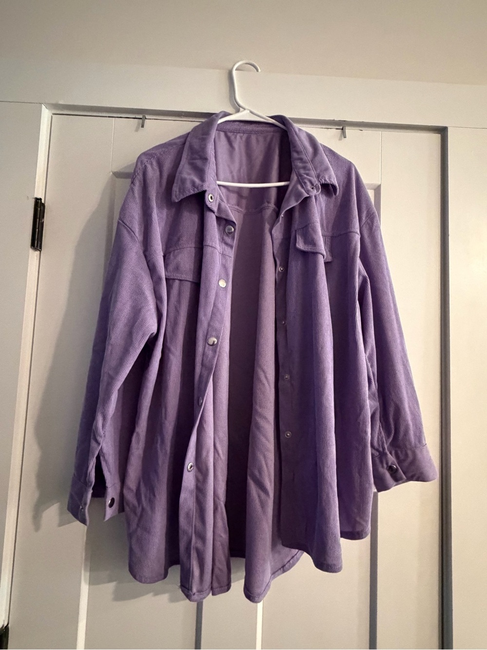 SHEIN Lavender Button-Front Overshirt Jacket